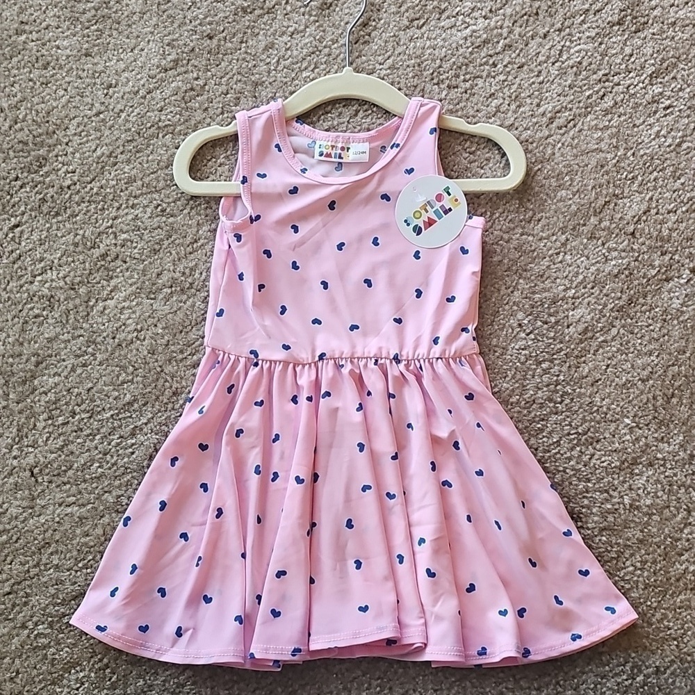 Dot Dot Smile Pink Hearts Tank Dress Size 12 24 Months